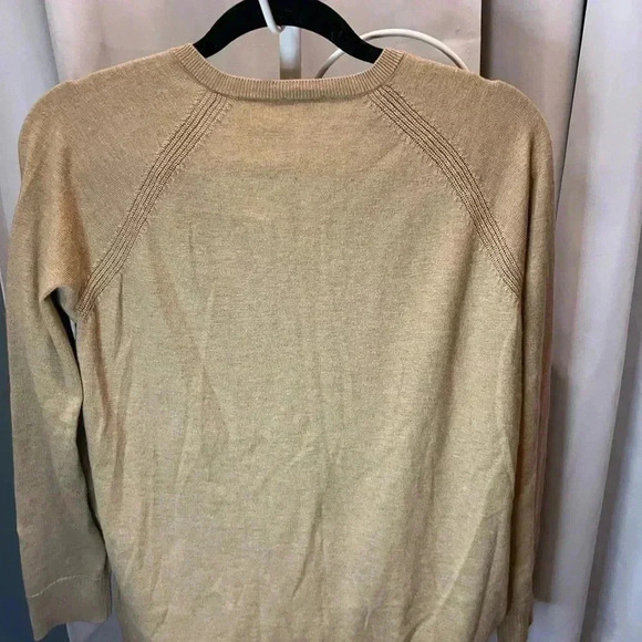 Gap Womens  Sweater  Long Sleeve Brown Cashew V-Neck Merino Wool Blend size M - Picture 3 of 4
